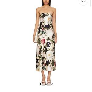 Cami NYC Strapless Floral Dress - Black and Cream